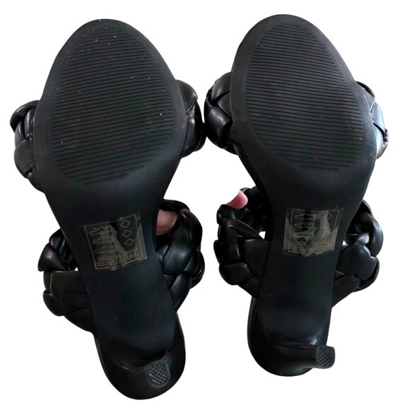 Qupid Womens Black Braided High Heel Sandals 3.5" Heels 8" Length Sz 8 - Picture 8 of 11